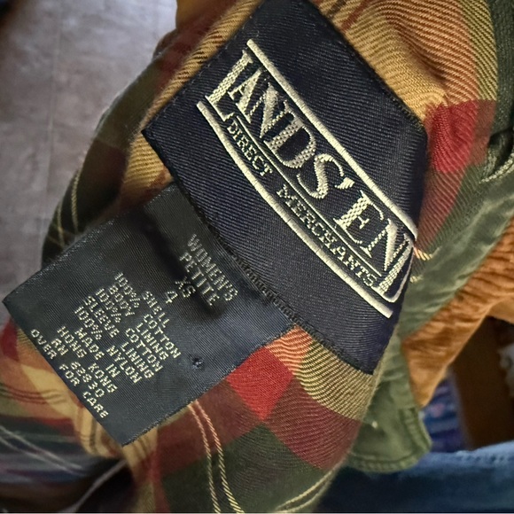 Vintage Lands' End Green Utility Chore Jacket with Brown Corduroy Collar XS - Picture 8 of 8